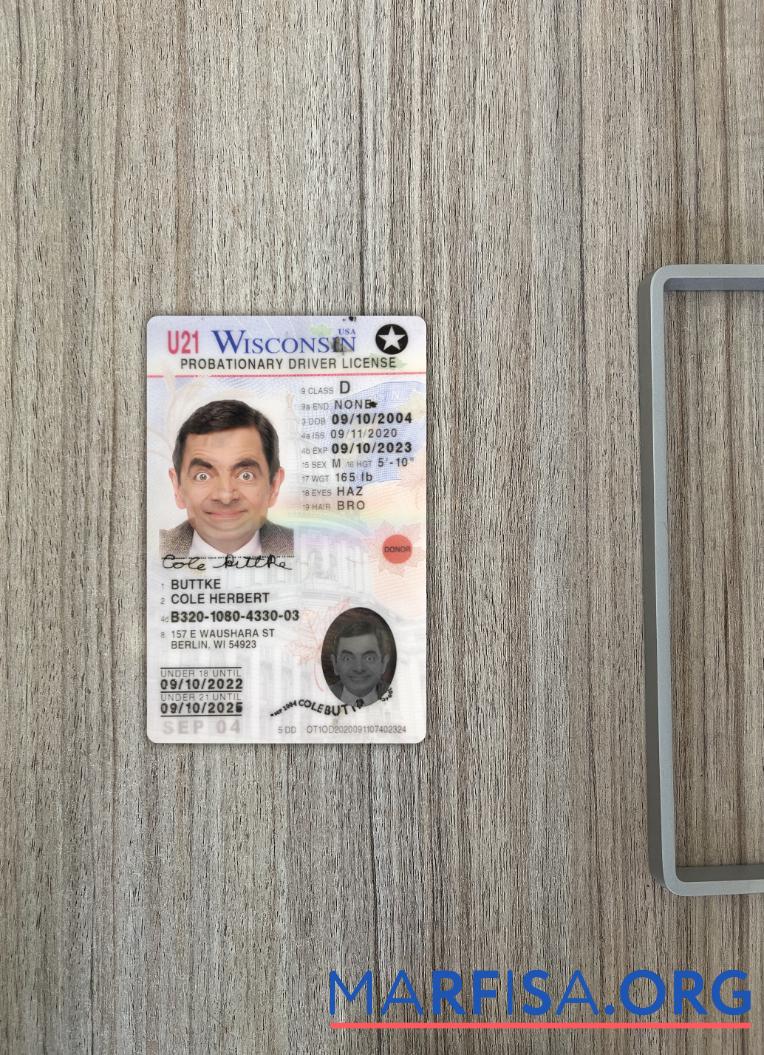 Downloadable USA Wisconsin under 21 driving license 2020 present photolook sample